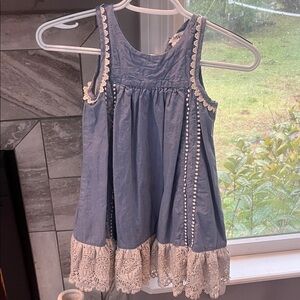 Artisan Light Blue Dress with White Floral Details